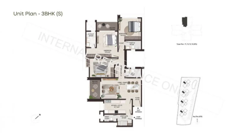 Embassy Sky Terraces 3 BHK Small Floor Plan