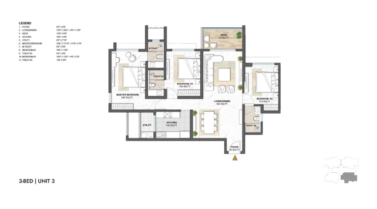Lodha Camelot 3 BHK Floor Plan