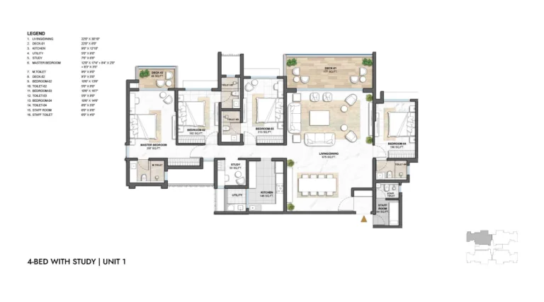 Lodha Camelot 4 BHK with Study Floor Plan