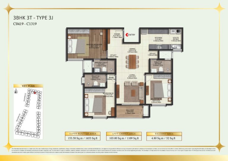 Brigade Eternia Floor Plan - 3J layout with enhanced privacy and ventilation