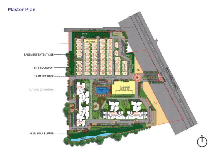 Master plan of Sattva Songbird apartments and row houses on Budigere Road, Bengaluru