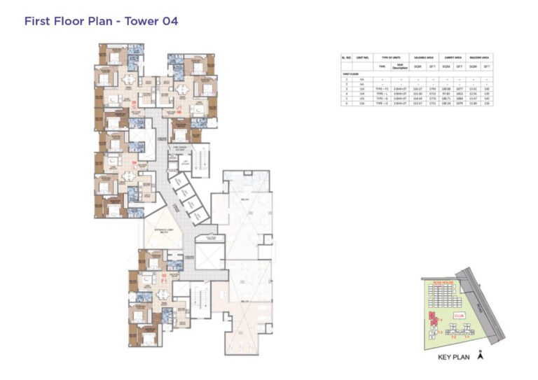 First floor plan of Tower 04 at Sattva Songbird Budigere Road
