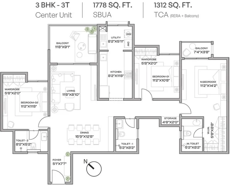 Assetz Beyond Ordinary 3BHK Floor Plan