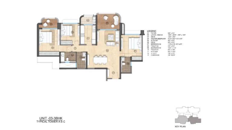 Lodha Elanza 3 BHK Floor Plan