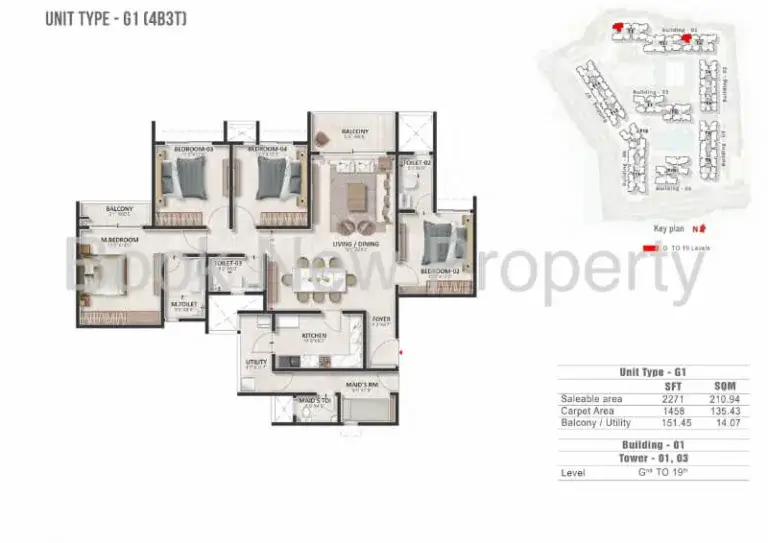 Prestige Evergreen Unit Type G1 4B3T Floor Plan