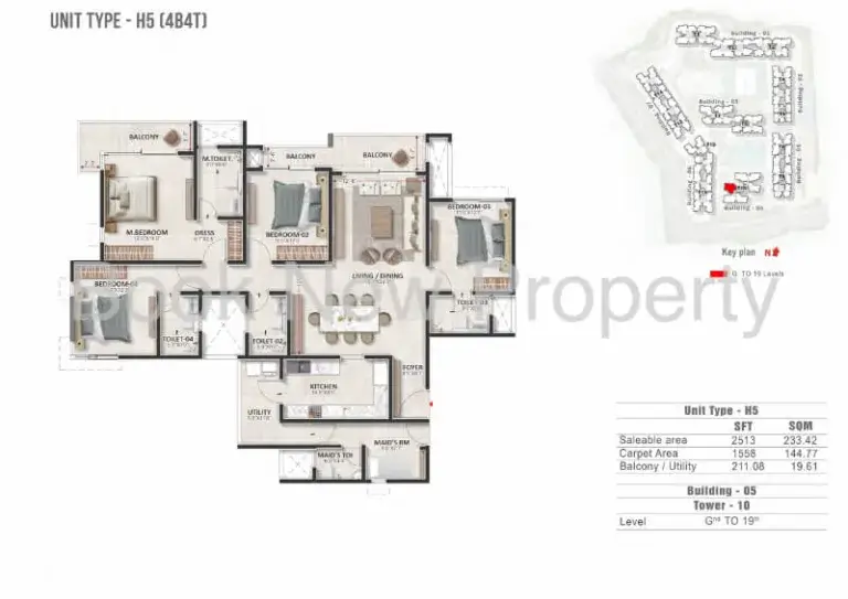 Prestige Evergreen Unit Type H5 4B4T Floor Plan