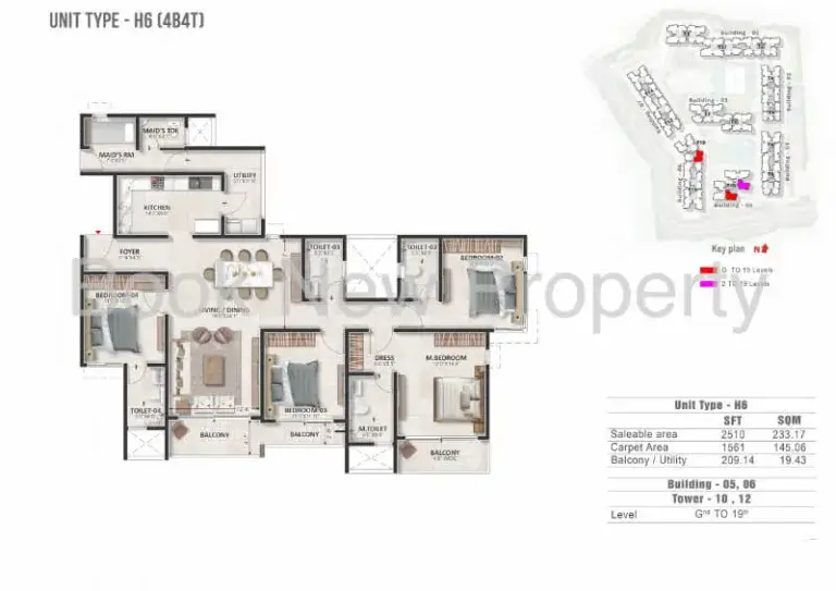 Prestige Evergreen Unit Type H6 4B4T Floor Plan