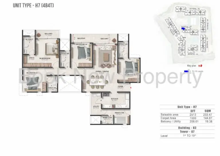 Prestige Evergreen Unit Type H7 4B4T Floor Plan