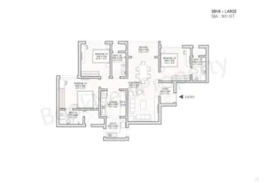3 BHK Large Floor Plan- Sobha Hoskote
