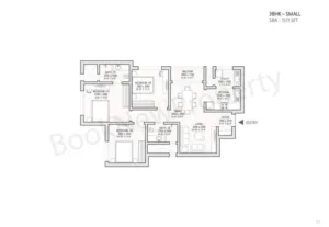 3 BHK Small Floor Plan- Sobha Hoskote