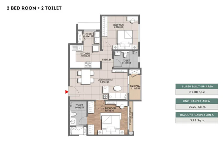 Brigade Lumina 2 BHK Floor Plan Tumkur Road Bengaluru