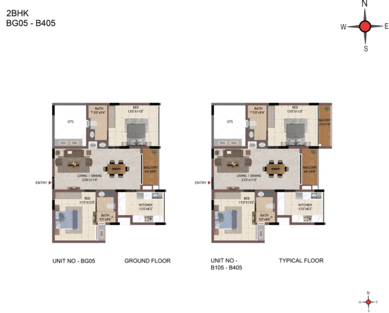Casagrand Amor 2 BHK Floor Plans