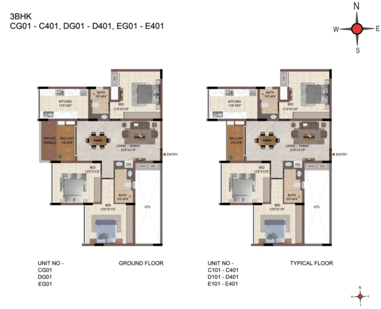 Casagrand Amor 3 BHK Floor Plans